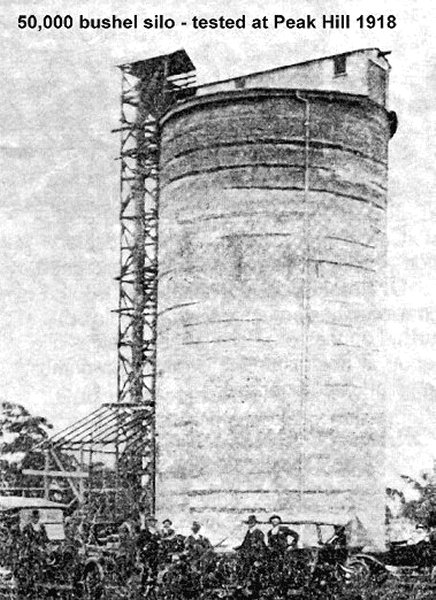 50,000 bushel silo under test at Peak Hill 1918